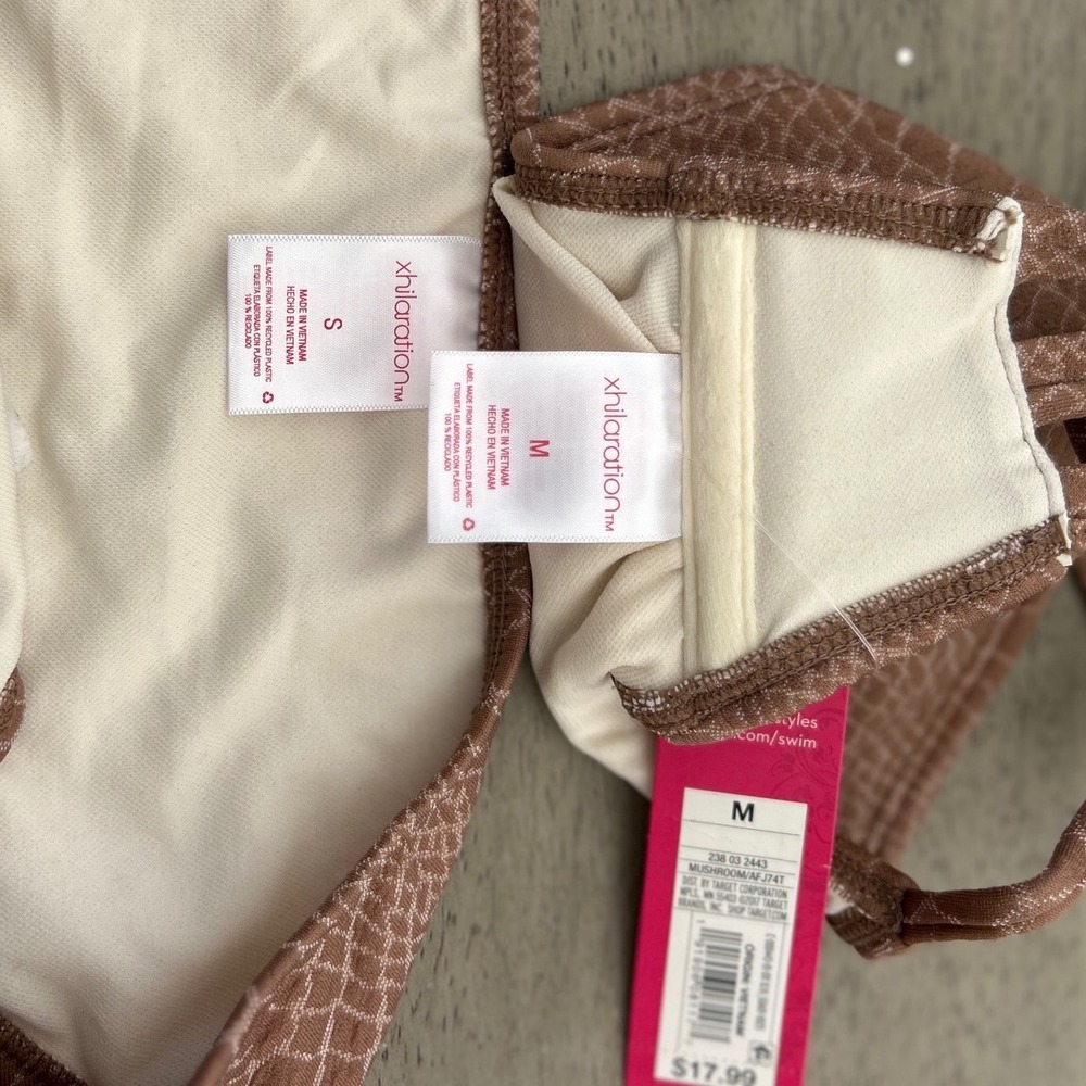 Xhilaration Snakeskin Bikini Set Mushroom Brown Y2K Animal Print NWT M/S - Picture 8 of 9